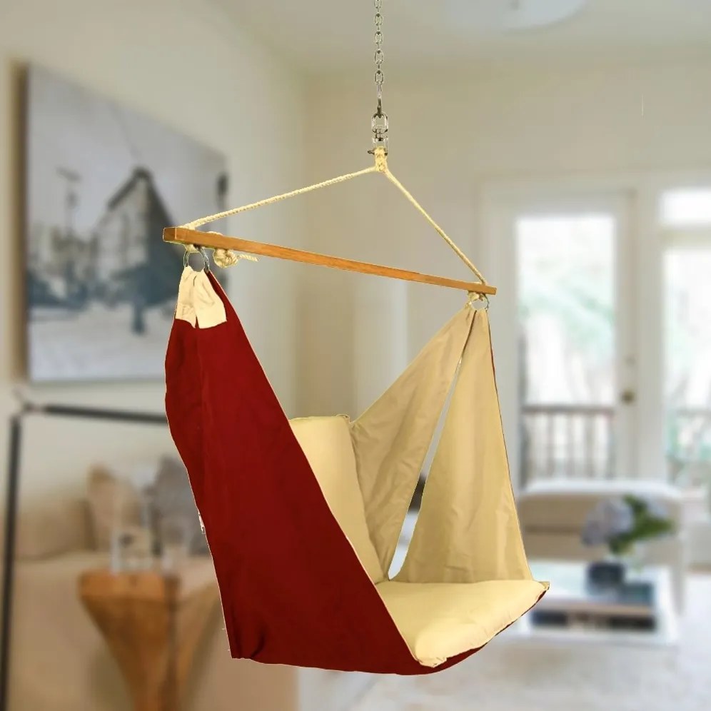 balansoar suspendat Butterfly, visiniu/crem