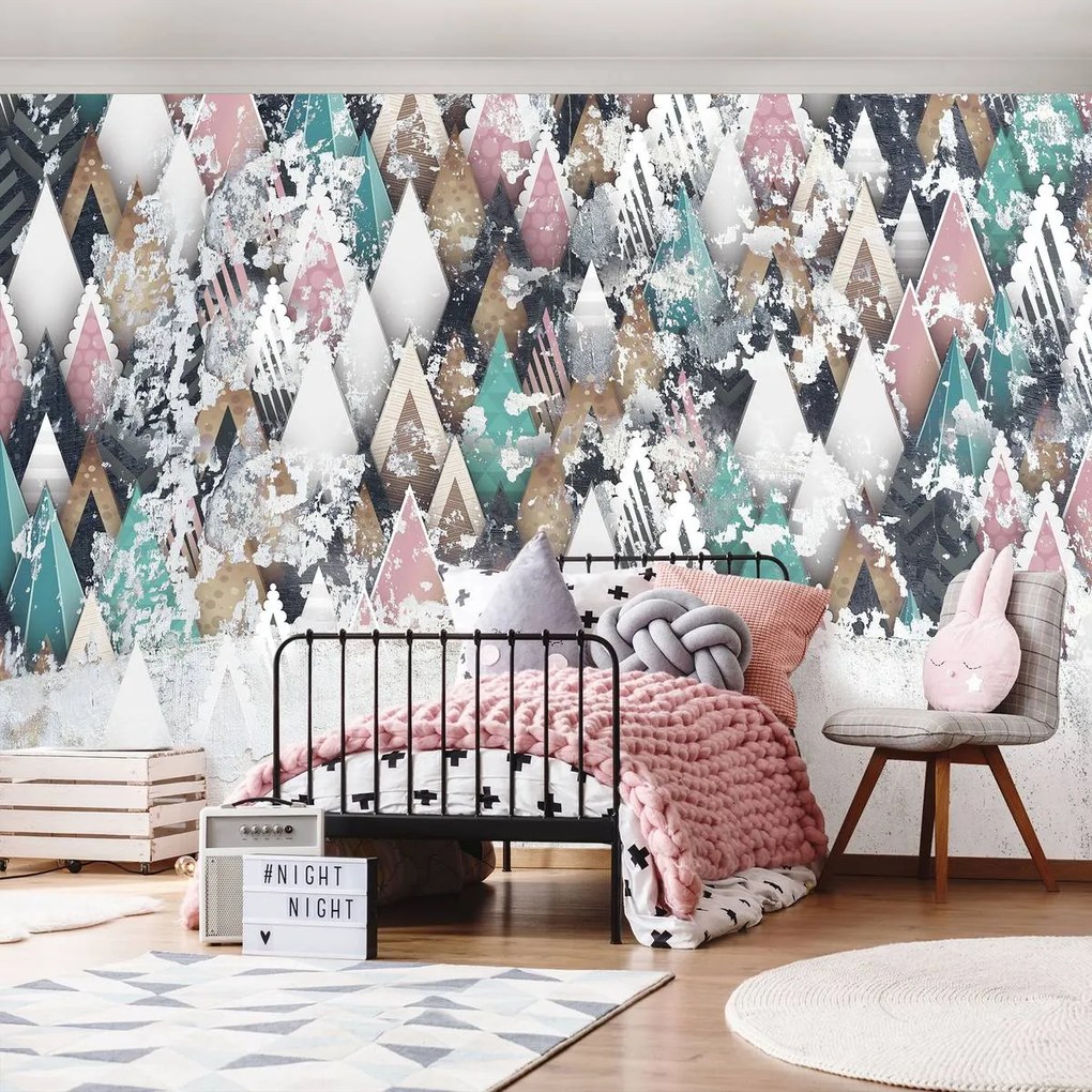 Fototapet - Ornament geometric - pe prete (254x184 cm)