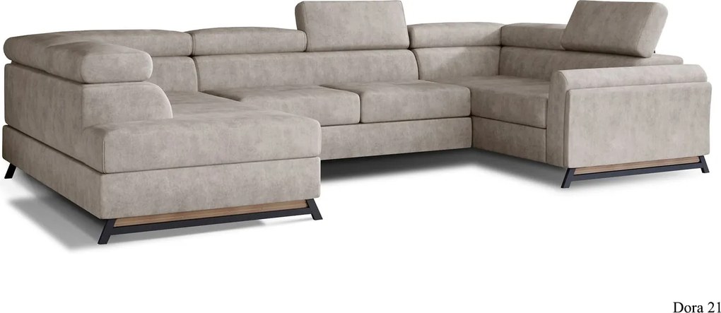Colțar lemn masiv Formă U Extensibil Amira Personalizabil, 336 × 200 × 92 cm