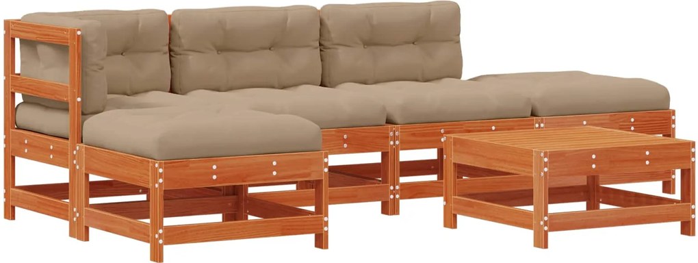 vidaXL Set de lounge pentru grădină 5 pcs Maro Ceară Lemn masiv de pin