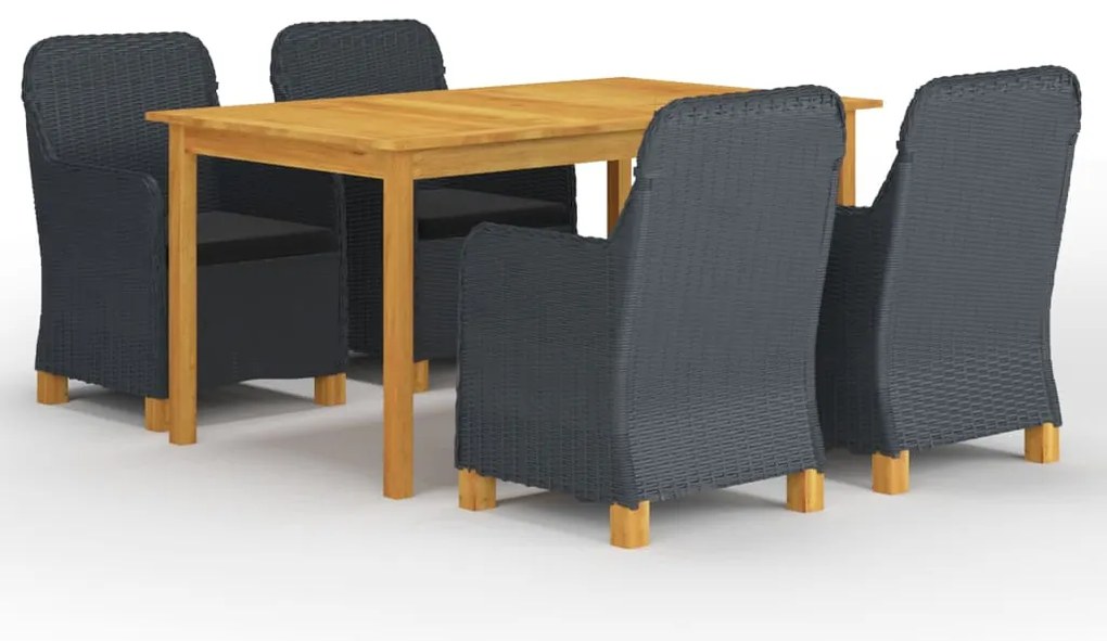 vidaXL Set mobilier de grădină, 5 piese, gri închis