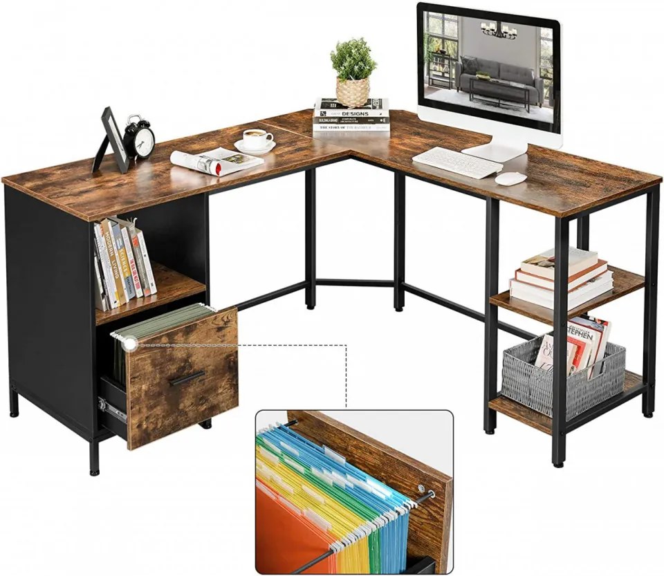 Birou de Studiu, Maro Rustic / Negru, LWD75X-2