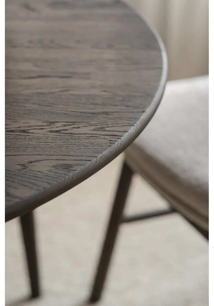 Masă de dining maro închis rotundă extensibilă din lemn masiv de stejar ø 120 cm Tyler – Rowico