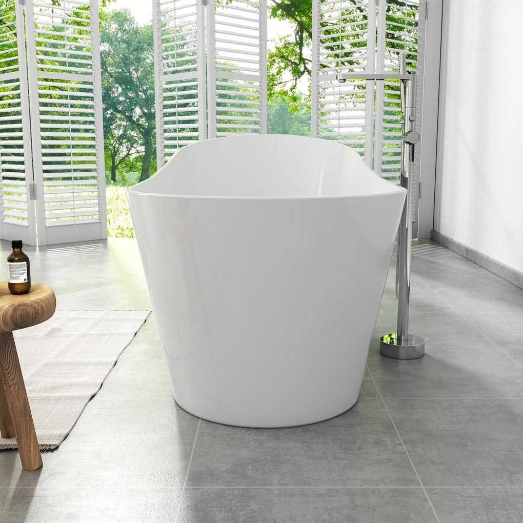Cada freestanding compozit, 170 x 73 cm, ovala, alb lucios, Foglia Viva