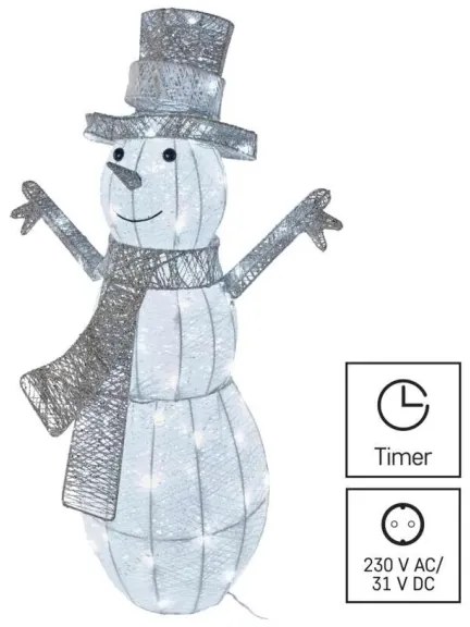 Decorațiune LED de Crăciun de exterior 80xLED/3,6W/230V IP44 82 cm om de zăpadă