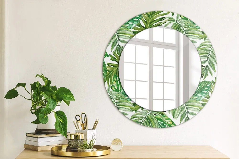 Decor oglinda rotunda Frunze de junglă fi 50 cm