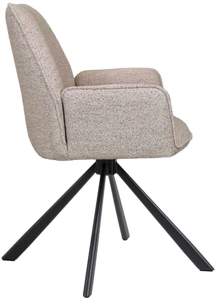 MAZZONI EXPORT YUNI Bej Latte (material Monza 60) - SCAUN MODERN PIVOTANT TAPIȚAT BOUCLÉ PENTRU SALON/SUFRAGERIE/BIROU LOFT