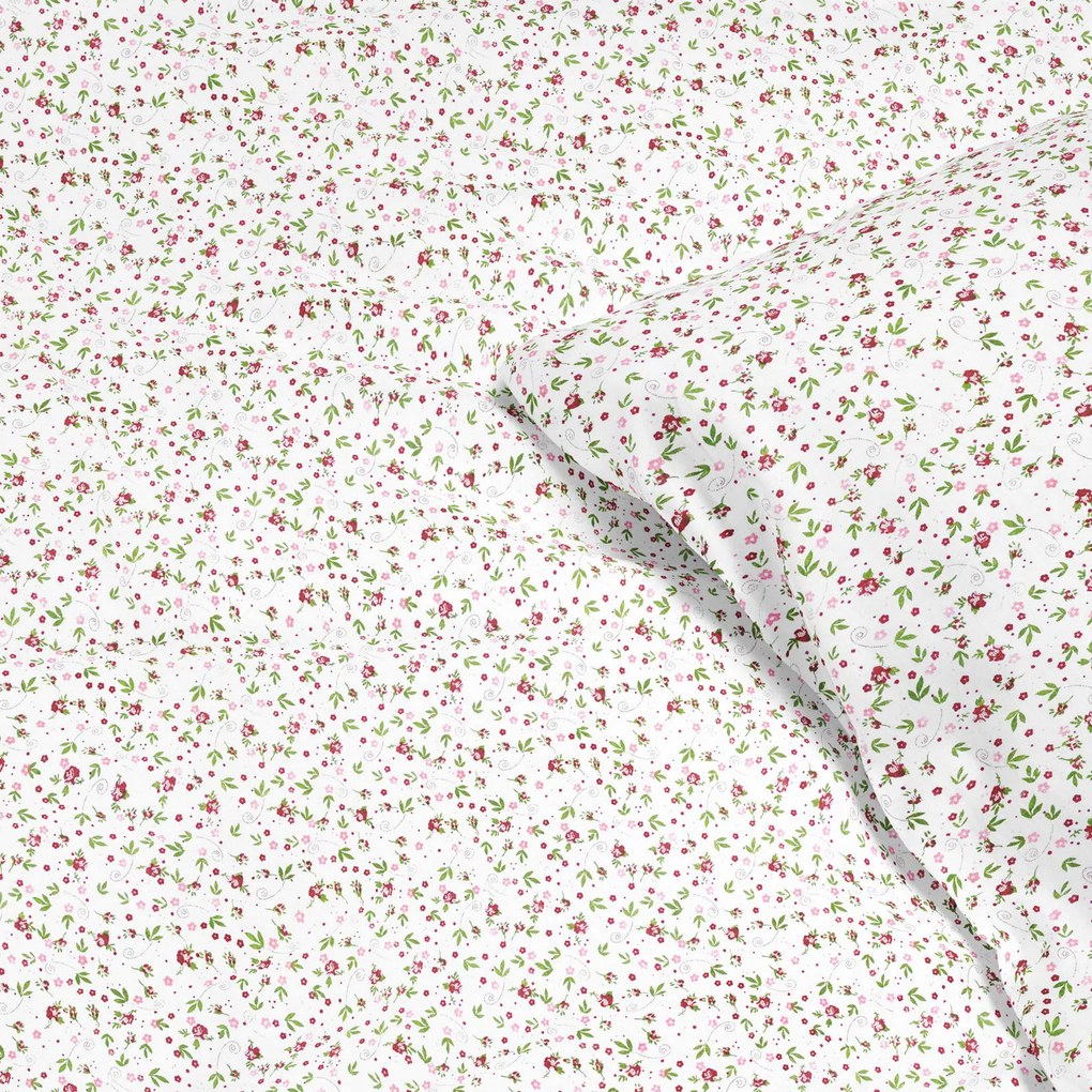 Goldea lenjerie de pat din 100% bumbac - floricele roșii pe alb 140 x 200 și 50 x 70 cm