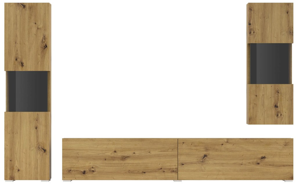 Mobilier living Avernic Typ 10 (negru + Stejar artisan). 1042057