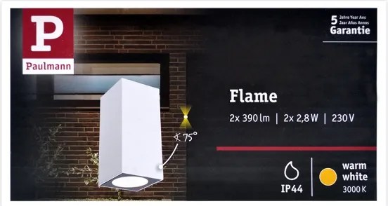 Aplică de exterior Paulmann 94330 2xLED/2,8W IP44 FLAME 230V albă