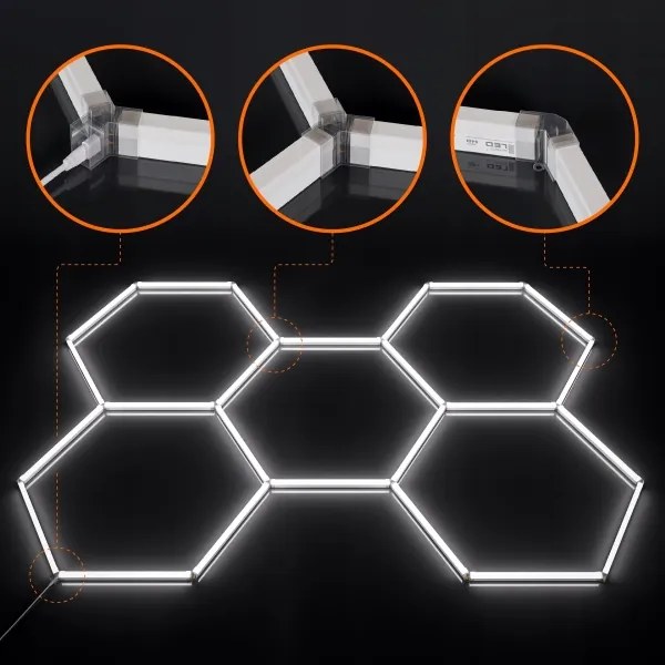 LED Stm plafonieră HEXAGON LED/240W/85-265V 5000K CRI 90 IP54 albă