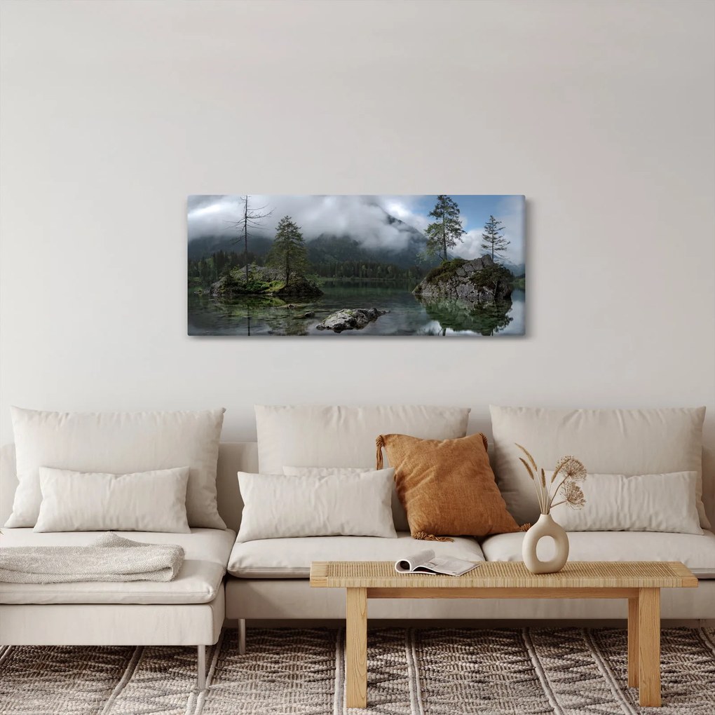 Tablou cu pomi în lac (120x50 cm)