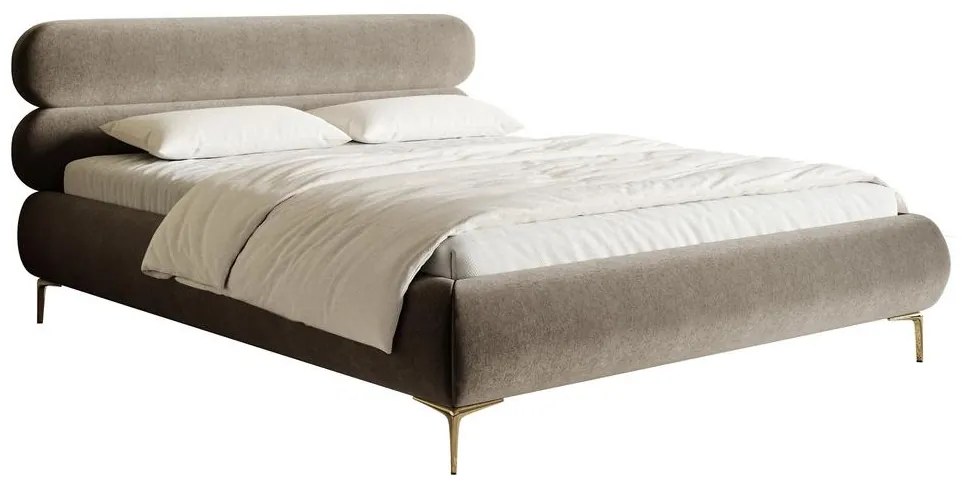 Pat matrimonial 180 cm Rirri 180B (cu somieră) (gri bej + auriu). 1099865