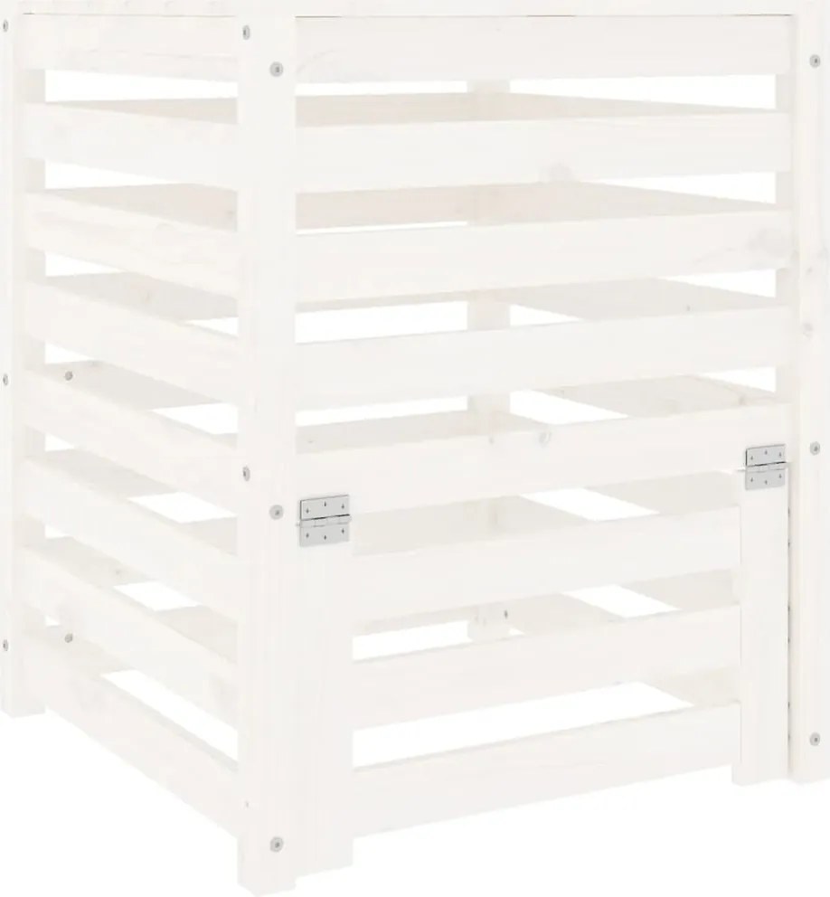 vidaXL Compostor, alb, 63,5x63,5x77,5 cm, lemn masiv de pin