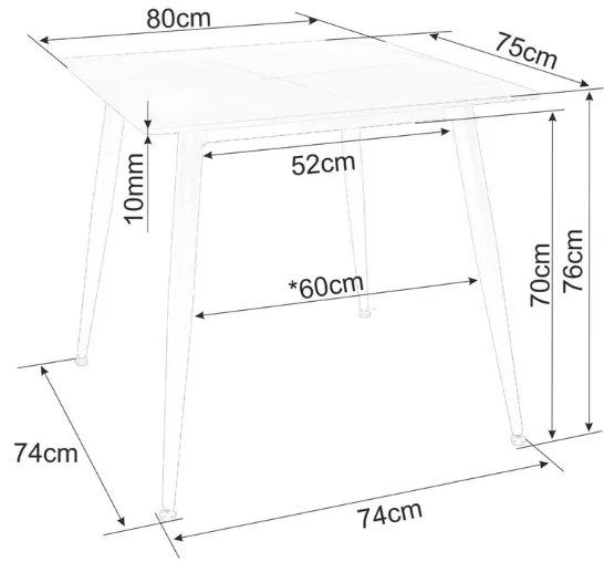 Masa de dining RION 80x80 cm cu blat ceramic, marmura neagra