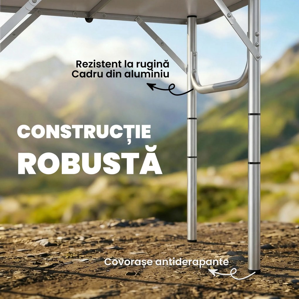 Outsunny Masă de Camping Pliabilă 60 cm, Picnic cu Strat de Plasă, Negru | Aosom Romania