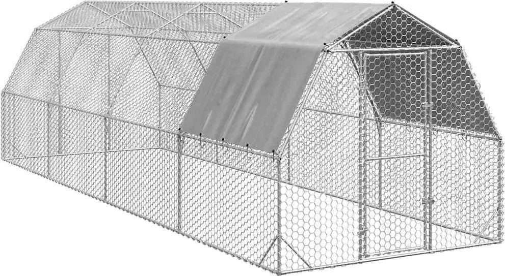 vidaXL Pui de găină cu acoperiș 2,5x8x2,25 m oțel galvanizat