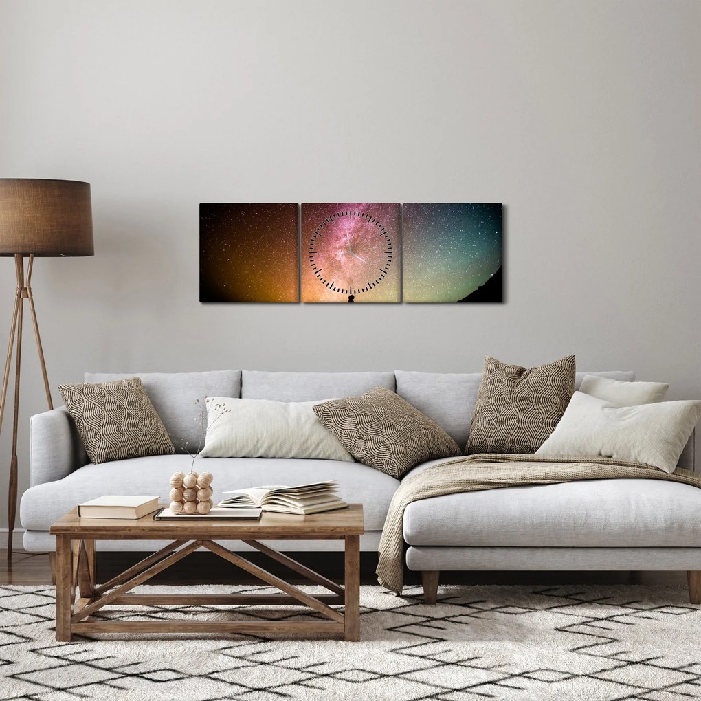 Tablou - cerul plin de stele (cu ceas) (90x30 cm)