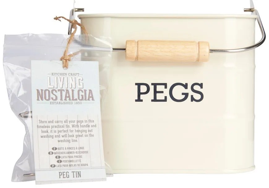 Cutie metalică pentru depozitare cârlige rufe Kitchen Craft Living Nostalgia, crem