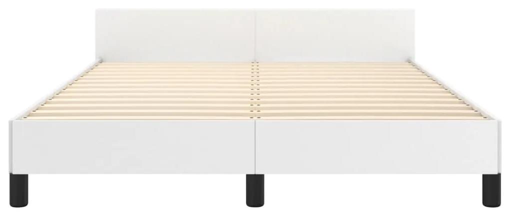 Cadru de pat cu tablie, alb, 140x190 cm, piele ecologica Alb, 140 x 190 cm