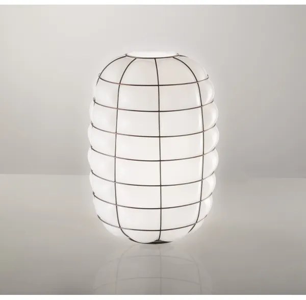 Aplică SIRU LANTERNA 1xE27/60W/230V negru/alb sticlă venețiană