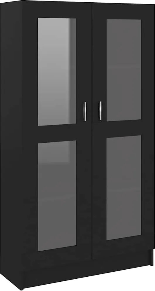 vidaXL Dulap cu vitrină, negru, 82,5x30,5x150 cm, lemn prelucrat