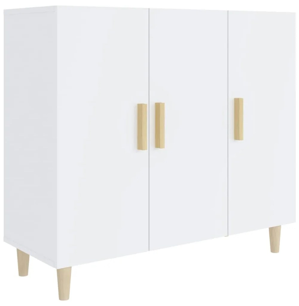 812498 vidaXL Servantă, alb extralucios, 90x34x80 cm, lemn prelucrat