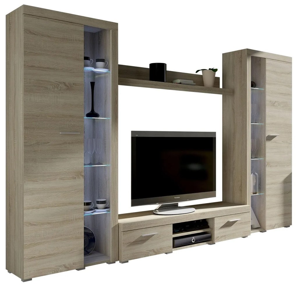 Mobilier living Rokara XL (stejar Lefkas) (fără iluminat). 1058315