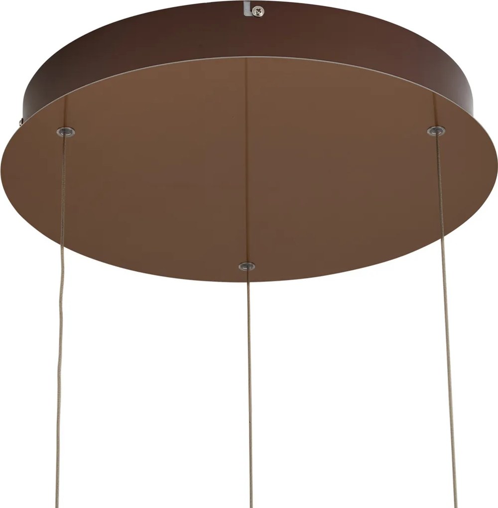 Lampă suspendată de design Fiera, aur rozaliu, cu sticlă chihlimbarie, LED inclus, reglabilă în 3 trepte, 3 lumini, Easylift