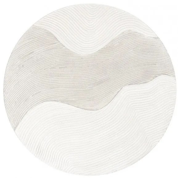 Tablou decorativ alb din panza si lemn de Pin, ∅ 90 cm, Texture Bizzotto