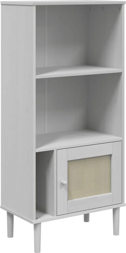 vidaXL Bibliotecă SENJA aspect ratan alb 60x35x130 cm lemn masiv pin