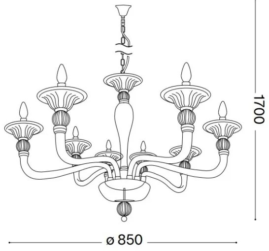 Lustră pe lanț Ideal Lux DANIELI 8xE14/40W/230V d. 85 cm alamă