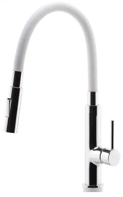 Baterie de chiuvetă cu pipă flexibilă FERRO crom lucios/alb