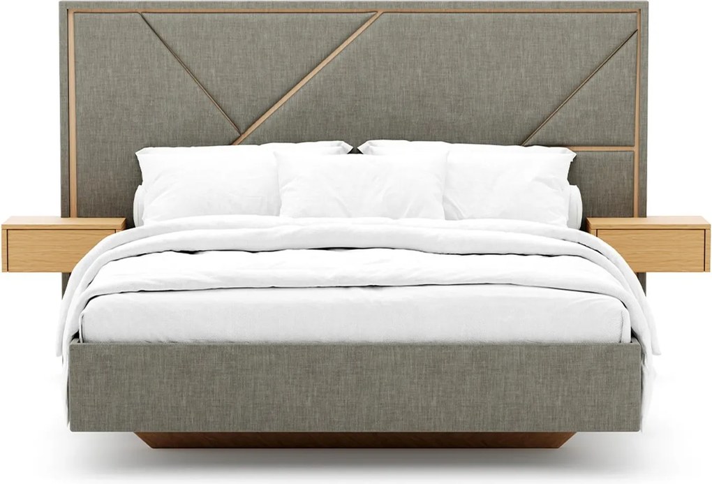 Pat Strong Tapitat cu Saltea 140/160/180x200cm - 140x190