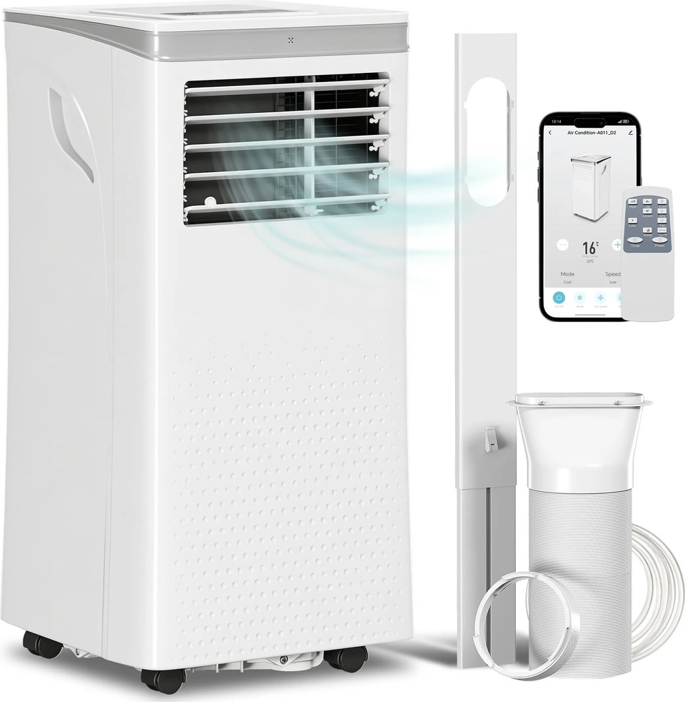 HOMCOM Aer condiționat mobil 10000BTU, aparat portabil 4-în-1 răcire deumidificator ventilator mod noapte, alb | Aosom Romania