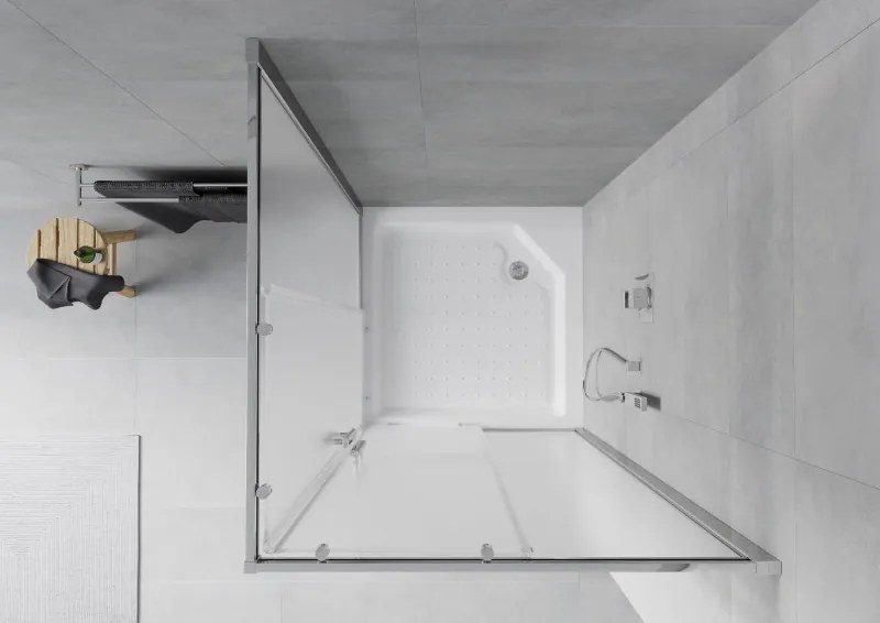 Mexen Rio cabină de duș pătrată 90 x 90 cm, mat, crom + cadă de duș , alb - 860-090-090-01-30-4510