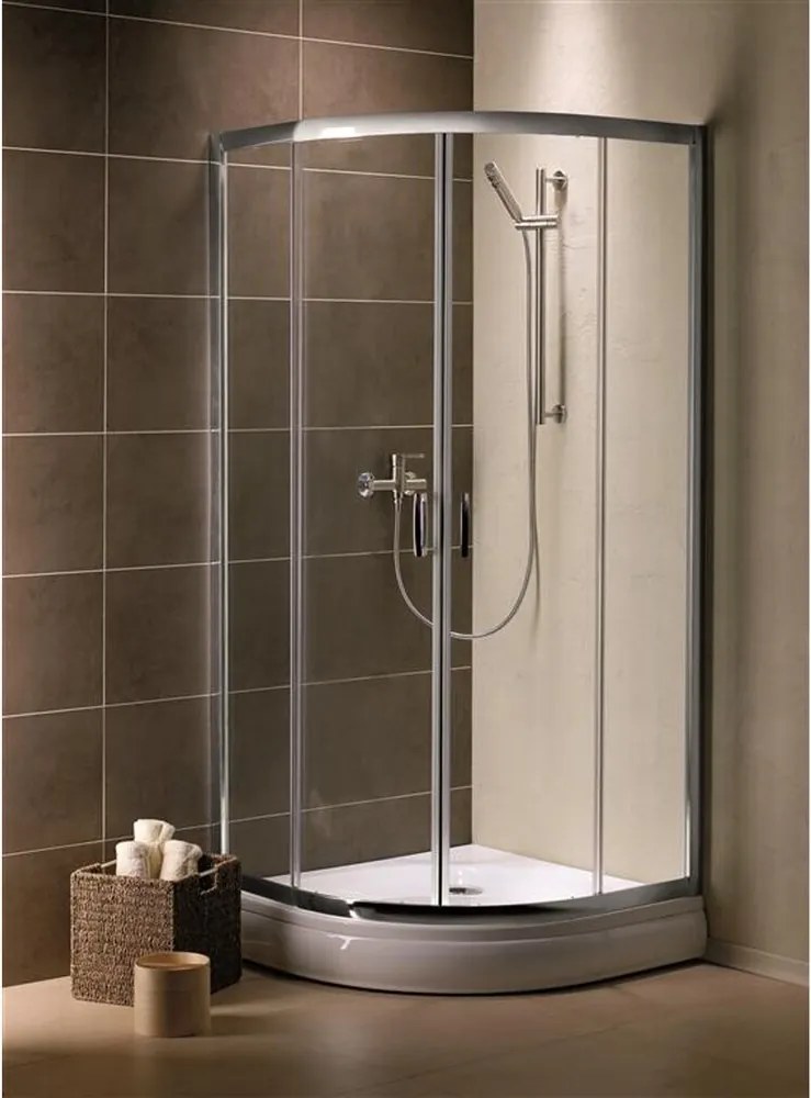 Cabina de dus semirotunda usi culisante Radaway Premium Plus A 1900 90x90 cm profil crom lucios