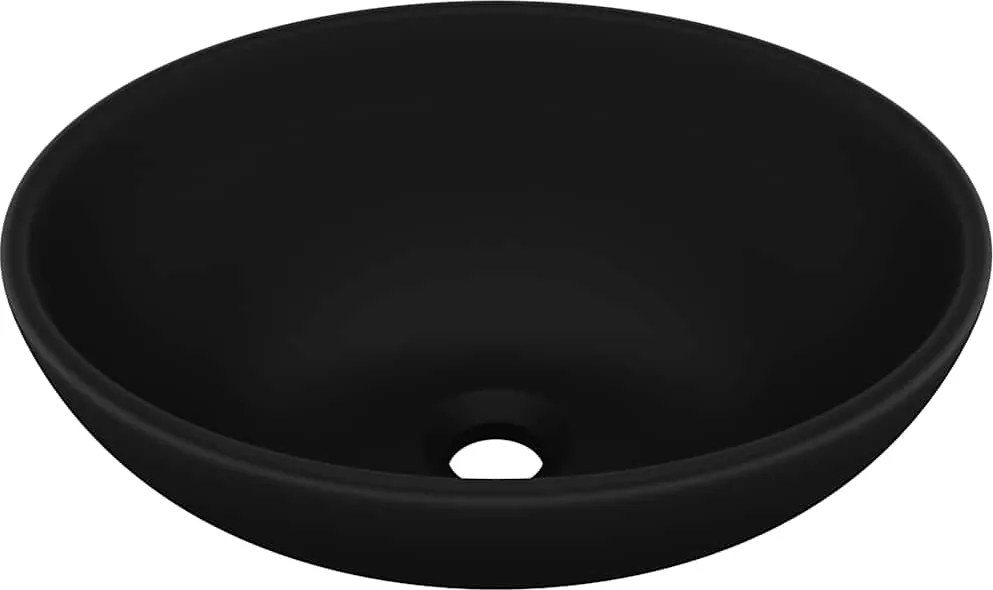 vidaXL Chiuvetă de lux, negru mat, 40 x 33 cm, ceramică, formă ovală
