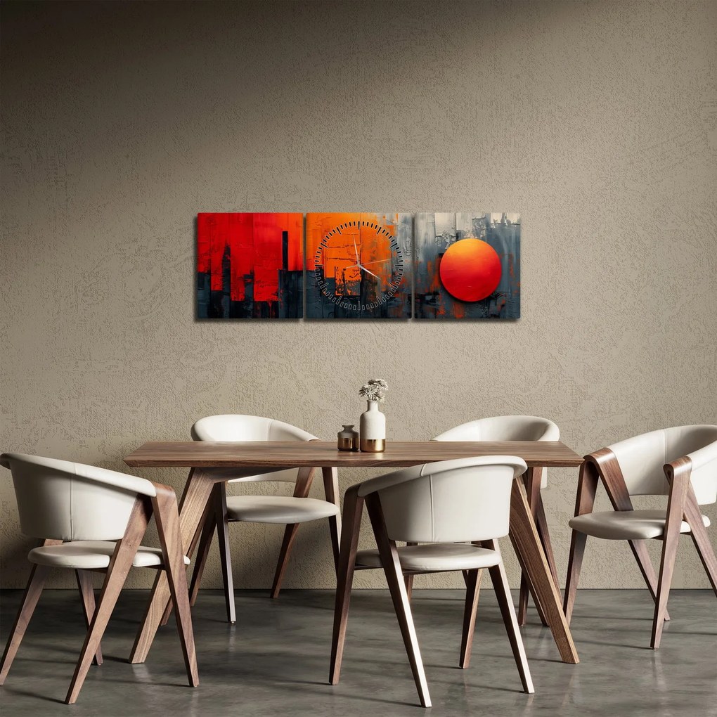 Tablou - Pictura abstractă a orașului (cu ceas) (90x30 cm)