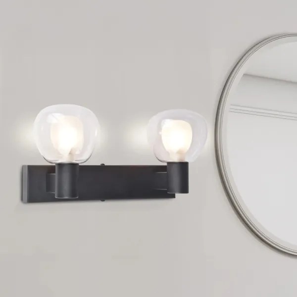 Aplica de perete pentru baie POLA 2xG9/5W/230V IP44 negru/sticlă transparentă