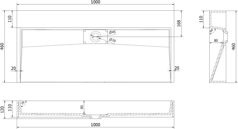 Mexen Ava chiuvetă de blat din conglomerat B/O 100 x 46 cm, albă - 23011000