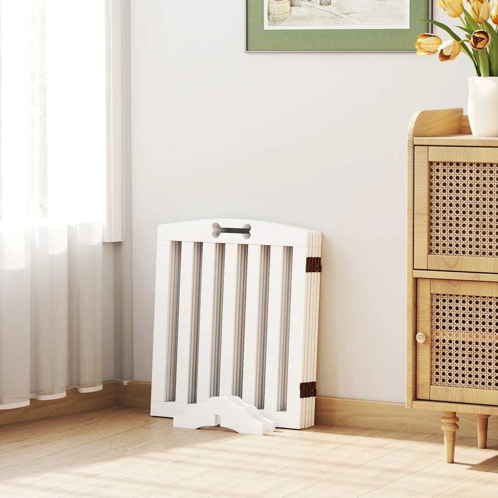 PawHut Poartă autoportantă pentru câini cu picioare de susținere, pentru deschideri de ușă, hol, scări, 258 x 30 x 61 cm, Alb | Aosom Romania