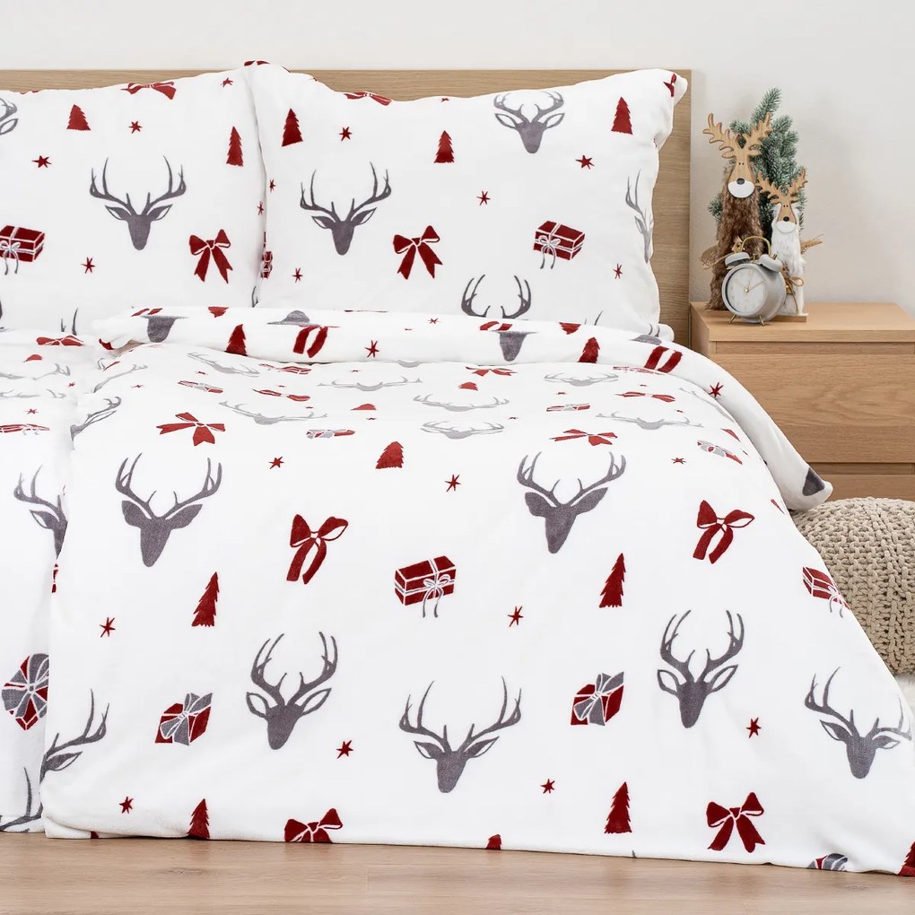 Lenjerie de pat din microflanel 4Home Stag & Bows, 140 x 200 cm, 70 x 90 cm