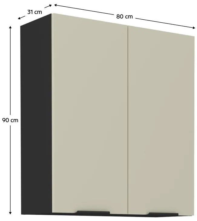 Dulap de bucătărie superior Arikona 80 G 90 2F (cașmir + negru). 1097042