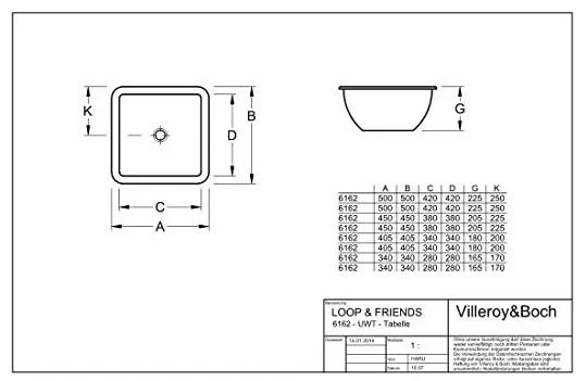 Lavoar sub blat, Villeroy&amp;Boch Loop &amp; Friends, 34x34cm, Alb Alpin, 61621101