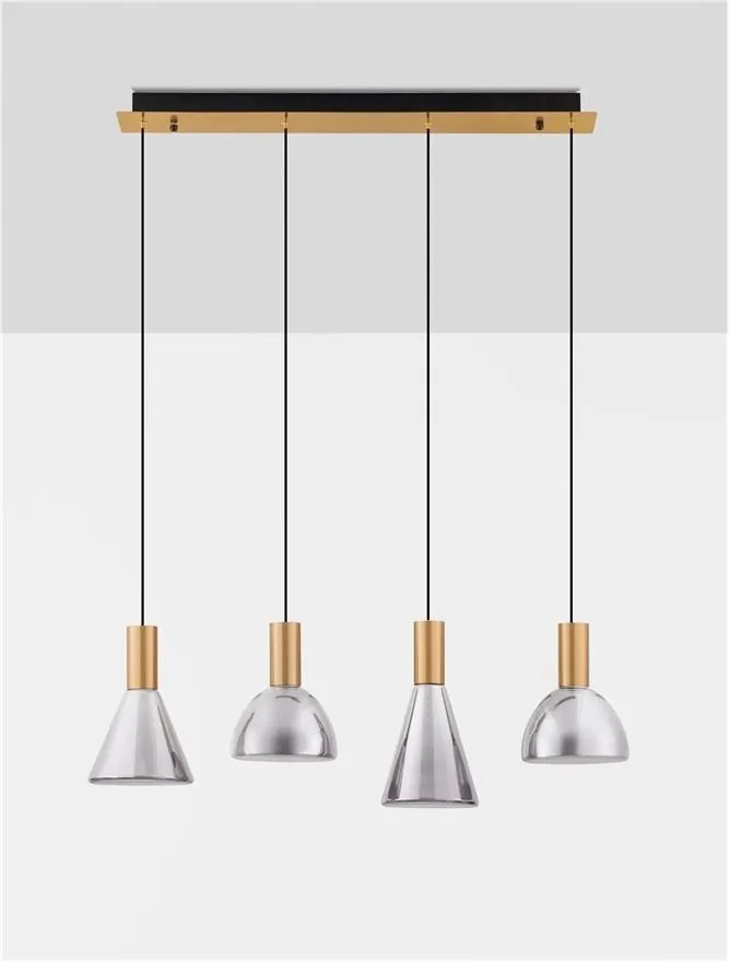 Lustra moderna cu 4 pendule LED, Metal, Sticla, Fumuriu, Voi