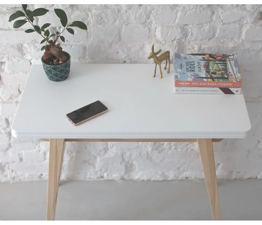 Masă de dining extensibilă cu blat alb cu blat suplimentar 90x45 cm Envelope – Ragaba