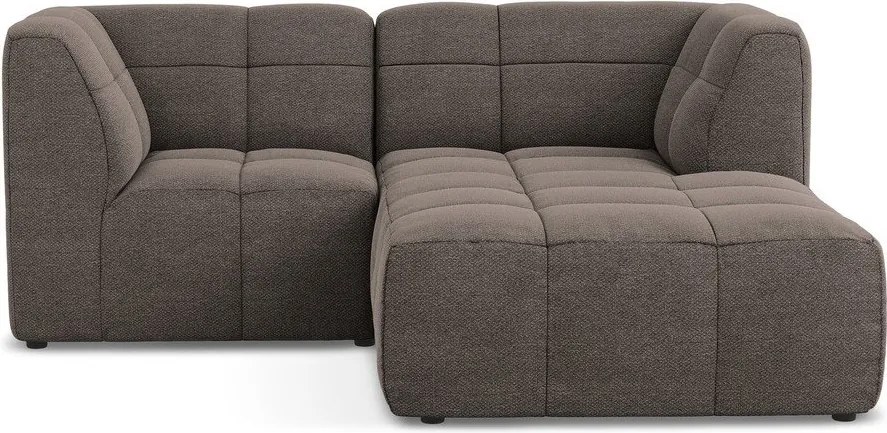 Colțar maro cu tapițerie din țesătură bouclé (cu colț pe partea dreaptă/cu șezlong) Aloha – Makamii