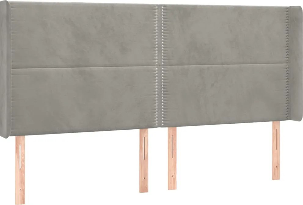 vidaXL Tăblie de pat cu aripioare gri deschis 203x16x118/128cm catifea
