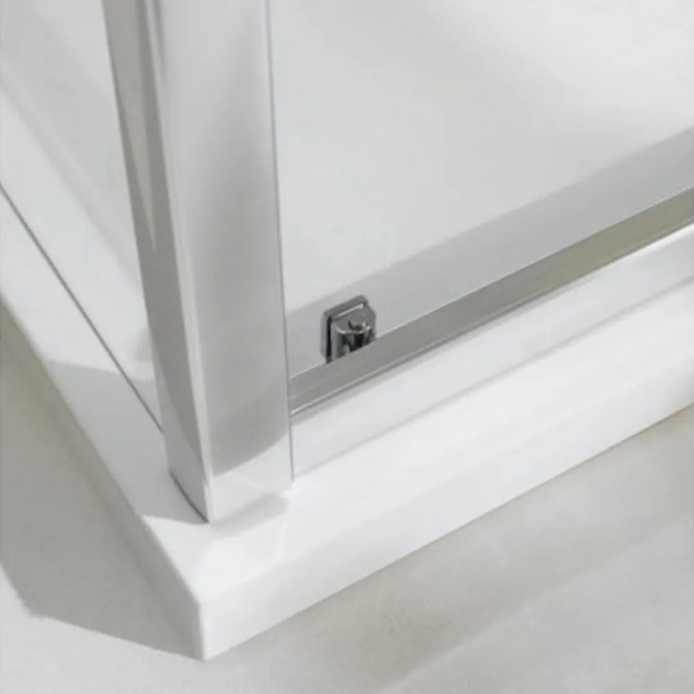 Cabină de duș asimetrică pătrată Vincenzo cu finisaj Easy Clean, fără cădiță de duș